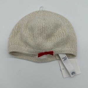Janie and‎ Jack Girls Knitted Hat in Cream and Gold 3-6 months NWT
